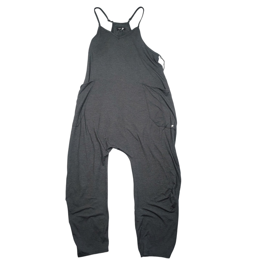 Fundamental‎ Coast Jumpsuit Women S Gray Adjustable Strap Pockets Heather Jersey